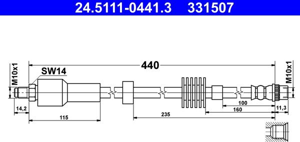 ATE 24.5111-0441.3 - Tubo flexible de frenos parts5.com