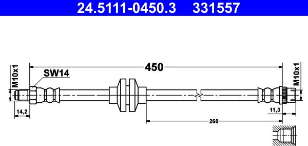 ATE 24.5111-0450.3 - Tubo flexible de frenos parts5.com