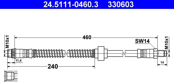 ATE 24.5111-0460.3 - Tubo flexible de frenos parts5.com