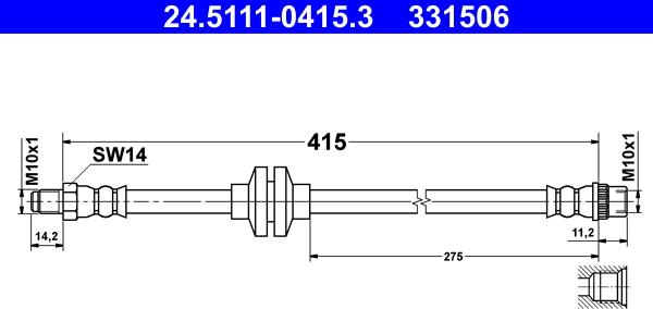 ATE 24.5111-0415.3 - Tubo flexible de frenos parts5.com