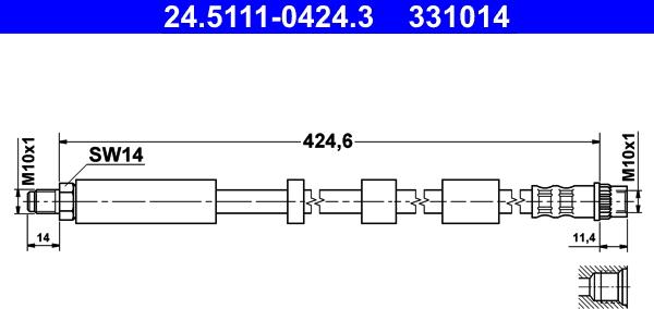 ATE 24.5111-0424.3 - Tubo flexible de frenos parts5.com