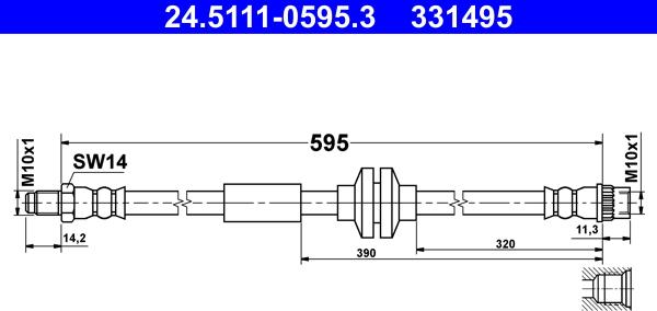 ATE 24.5111-0595.3 - Tubo flexible de frenos parts5.com