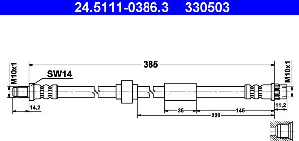 ATE 24.5111-0386.3 - Tubo flexible de frenos parts5.com