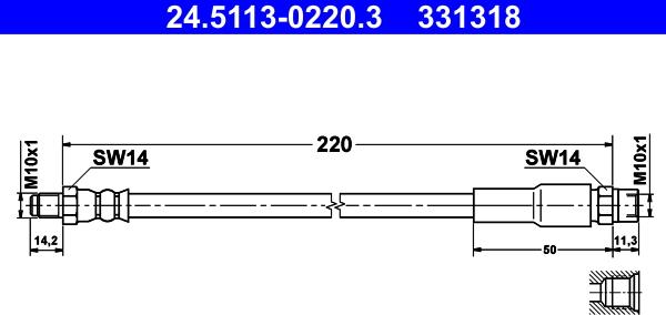 ATE 24.5113-0220.3 - Tubo flexible de frenos parts5.com