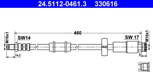 ATE 24.5112-0461.3 - Tubo flexible de frenos parts5.com