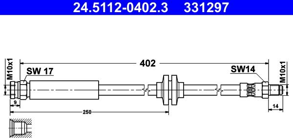 ATE 24.5112-0402.3 - Tubo flexible de frenos parts5.com