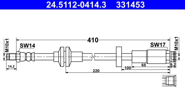 ATE 24.5112-0414.3 - Tubo flexible de frenos parts5.com