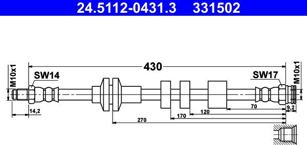 ATE 24.5112-0431.3 - Tubo flexible de frenos parts5.com