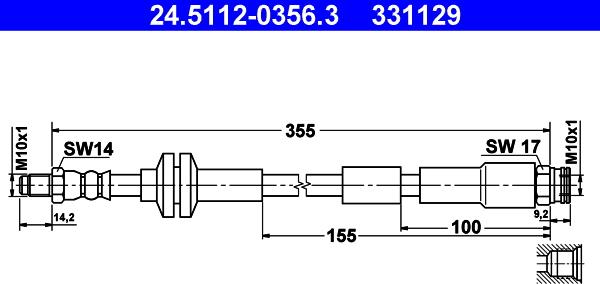 ATE 24.5112-0356.3 - Tubo flexible de frenos parts5.com