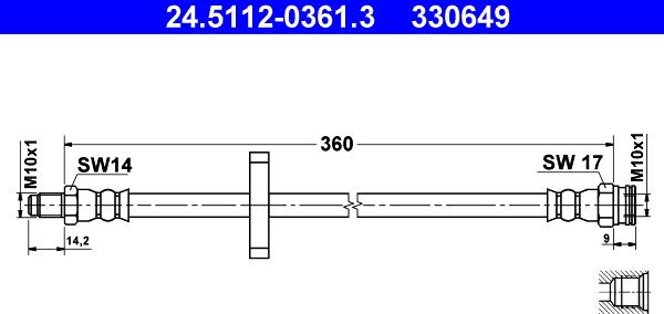 ATE 24.5112-0361.3 - Tubo flexible de frenos parts5.com