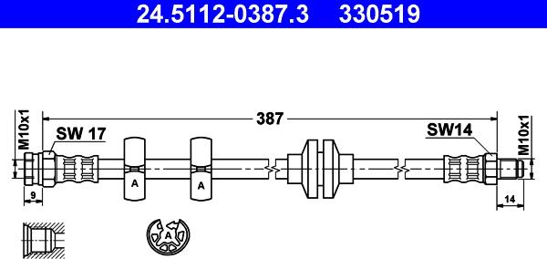 ATE 24.5112-0387.3 - Tubo flexible de frenos parts5.com