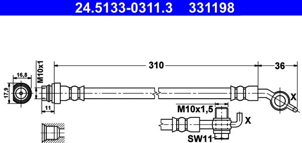 ATE 24.5133-0311.3 - Flexible de frein parts5.com