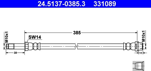 ATE 24.5137-0385.3 - Brake Hose parts5.com