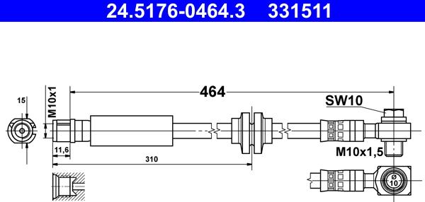 ATE 24.5176-0464.3 - Tubo flexible de frenos parts5.com