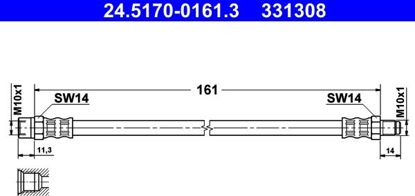 ATE 24.5170-0161.3 - Brake Hose parts5.com