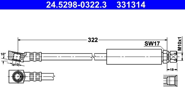 ATE 24.5298-0322.3 - Flexible de frein parts5.com