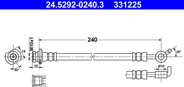 ATE 24.5292-0240.3 - Brake Hose parts5.com