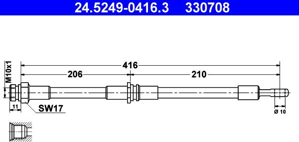 ATE 24.5249-0416.3 - Brake Hose parts5.com