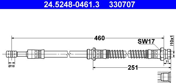 ATE 24.5248-0461.3 - Brake Hose parts5.com