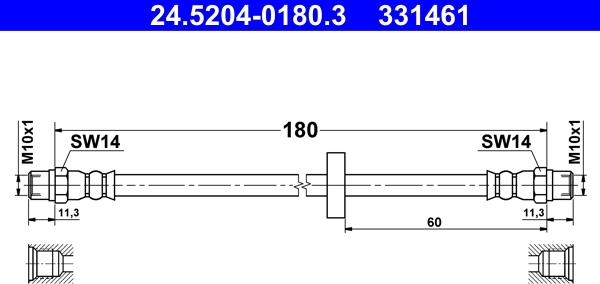 ATE 24.5204-0180.3 - Ελαστικός σωλήνας φρένων parts5.com