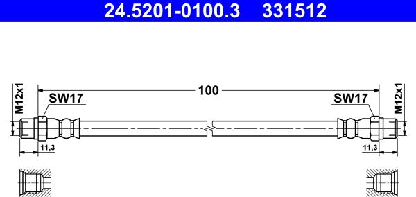 ATE 24.5201-0100.3 - Brake Hose parts5.com