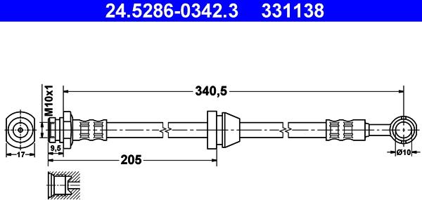 ATE 24.5286-0342.3 - Brake Hose parts5.com