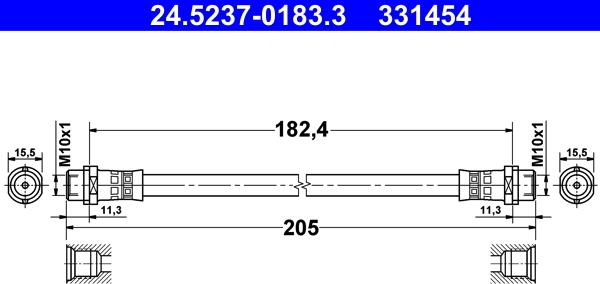 ATE 24.5237-0183.3 - Przewód hamulcowy elastyczny parts5.com