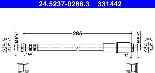 ATE 24.5237-0288.3 - Przewód hamulcowy elastyczny parts5.com