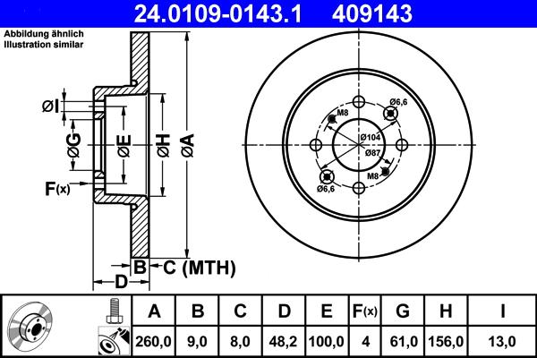 ATE 24.0109-0143.1 - Δισκόπλακα parts5.com