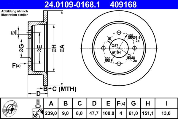 ATE 24.0109-0168.1 - Disco de freno parts5.com