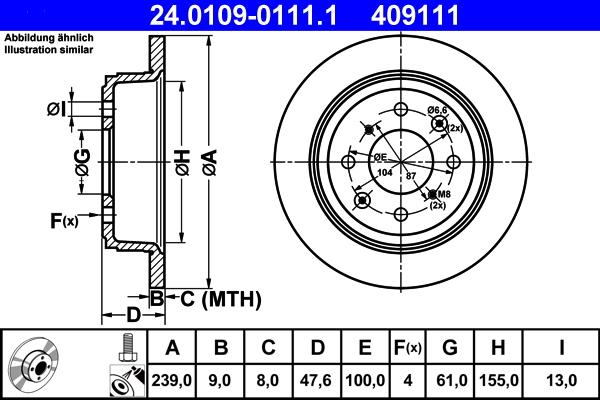 ATE 24.0109-0111.1 - Disco de freno parts5.com