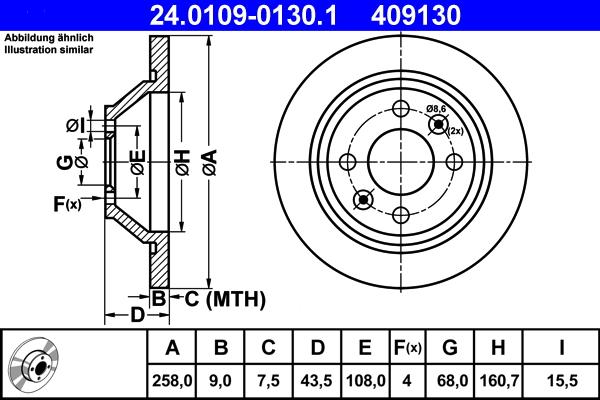 ATE 24.0109-0130.1 - Féktárcsa parts5.com