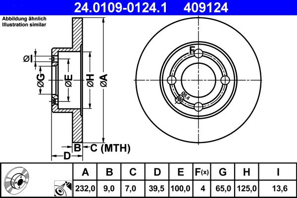 ATE 24.0109-0124.1 - Brake Disc parts5.com