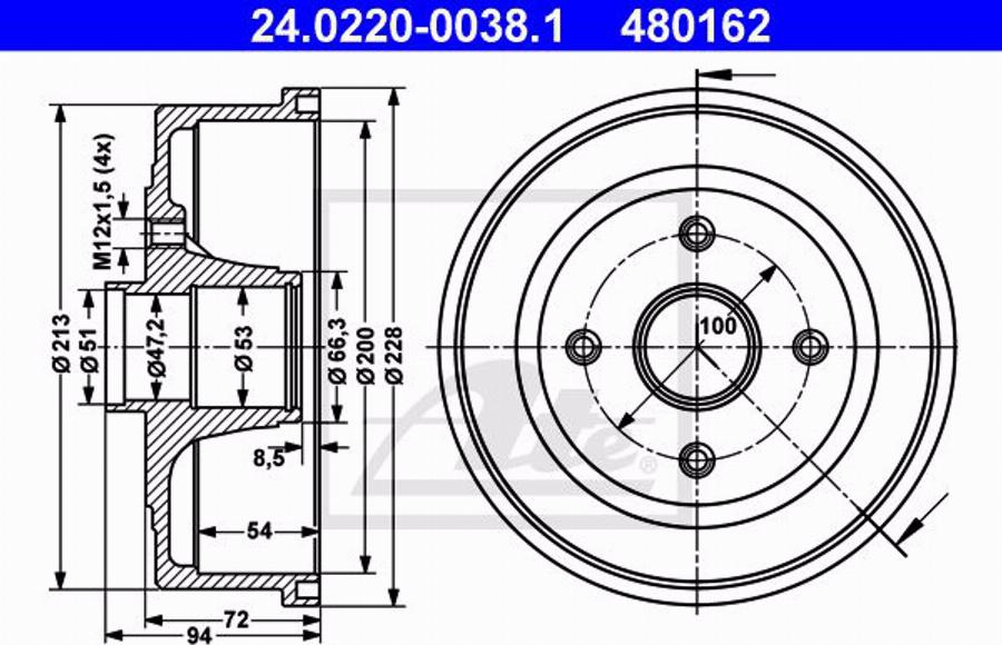 ATE 24.0101-3803.2 - Komplet pribora, kočione čeljusti parts5.com