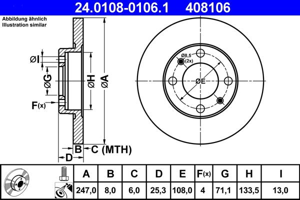 ATE 24.0108-0106.1 - Zavorni kolut parts5.com