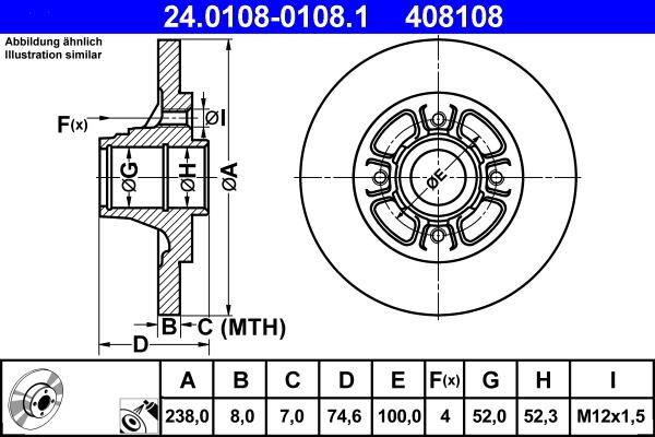 ATE 24.0108-0108.1 - Bremsscheibe parts5.com