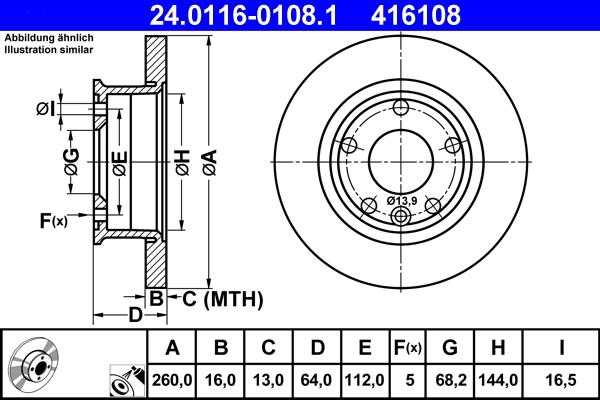 ATE 24.0116-0108.1 - Disc frana parts5.com