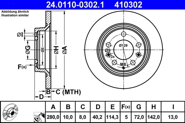 ATE 24.0110-0302.1 - Disco de freno parts5.com