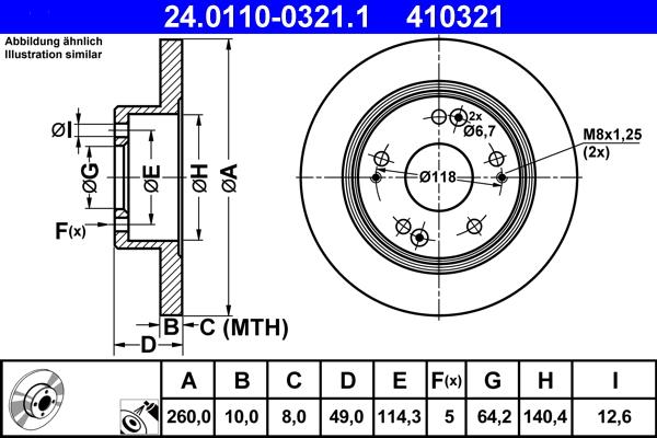 ATE 24.0110-0321.1 - Disco de freno parts5.com