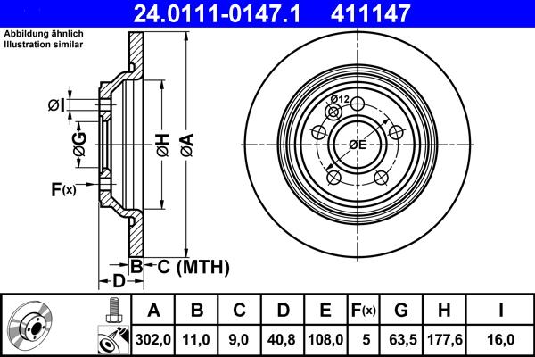 ATE 24.0111-0147.1 - Brake Disc parts5.com