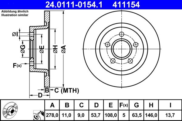 ATE 24.0111-0154.1 - Kočni disk parts5.com