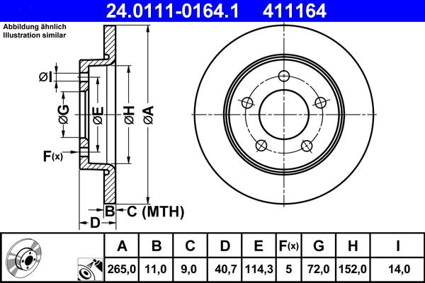 ATE 24.0111-0164.1 - Disco de freno parts5.com