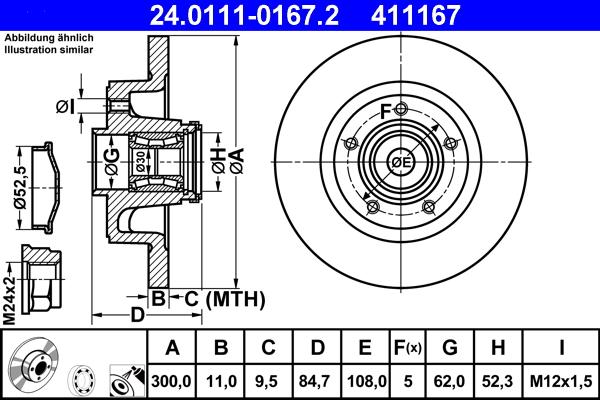 ATE 24.0111-0167.2 - Disc frana parts5.com