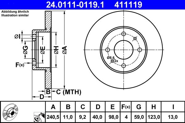 ATE 24.0111-0119.1 - Disc frana parts5.com