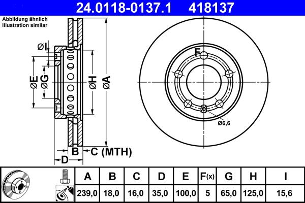 ATE 24.0118-0137.1 - Brake Disc parts5.com