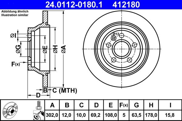 ATE 24.0112-0180.1 - Disco de freno parts5.com