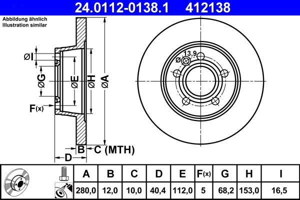 ATE 24.0112-0138.1 - Brzdový kotouč parts5.com