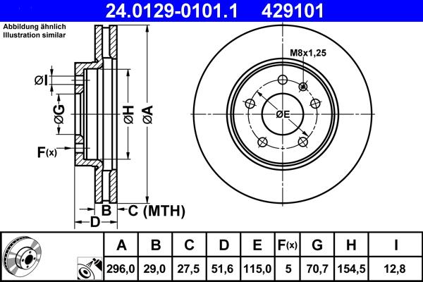 ATE 24.0129-0101.1 - Disco de freno parts5.com