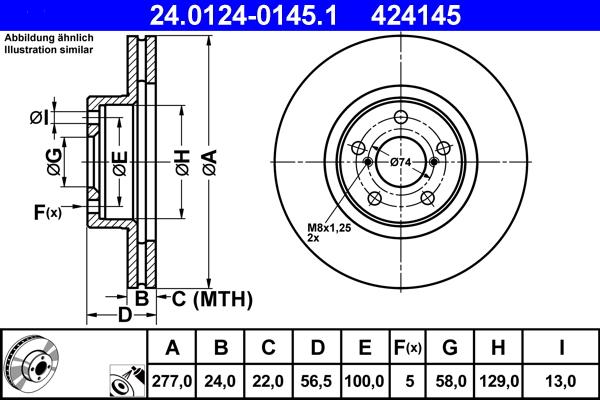 ATE 24.0124-0145.1 - Δισκόπλακα parts5.com