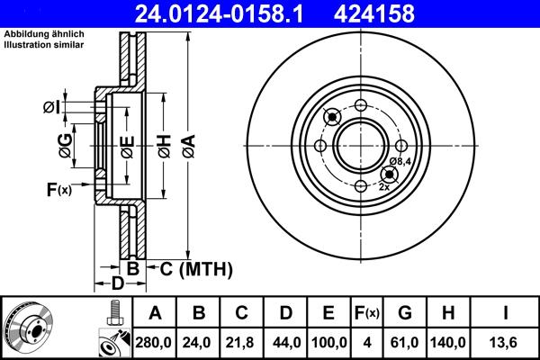 ATE 24.0124-0158.1 - Féktárcsa parts5.com